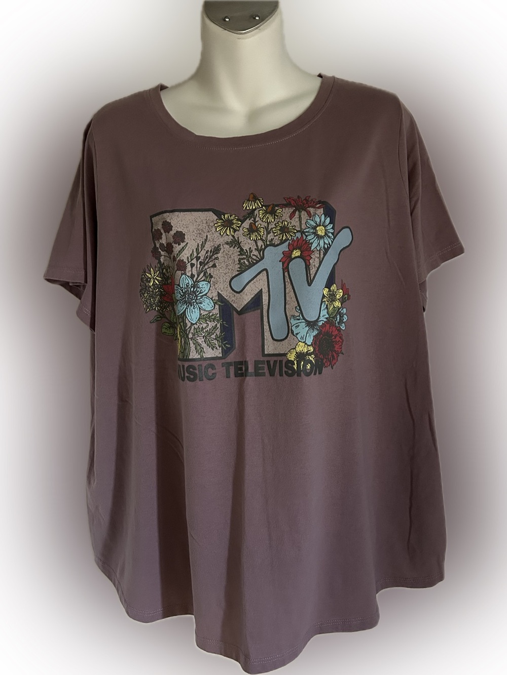 MTV Logo Tee - Rose Pink with Black Print